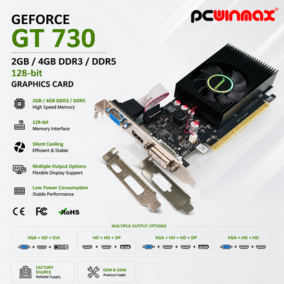 PCWINMAX Geforce GT 730 2GB 4GB DDR3 DDR5 64 bit scheda grafica HD+HD+DP porte low profile scheda video per PC