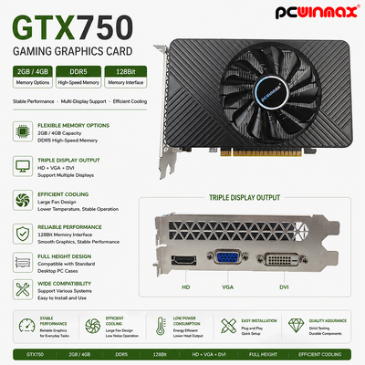 PCWINMAX Geforce GTX 750 4GB scheda grafica DDR5 128Bit DP HD DVI uscita scheda grafica PCIe x16