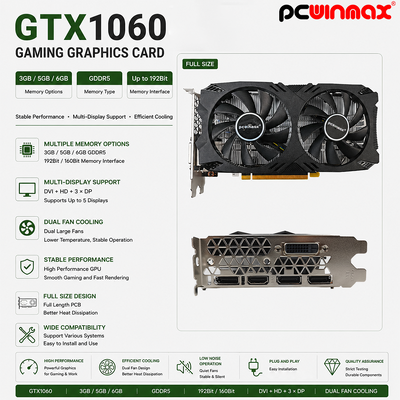 PCWINMAX OEM GeForce GTX 1060 5GB GDDR5 160bit Gaming Graphics Card Due ventilatori con scheda video HD DP DVI