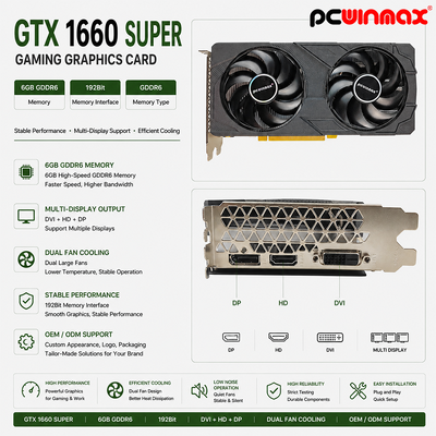 Scheda grafica PCWINMAX GeForce GTX 1660 Super, 6GB GDDR6 Gaming PC GPU, scheda video 192bit, PCIe 3.0 x16, schede di gioco 1660S