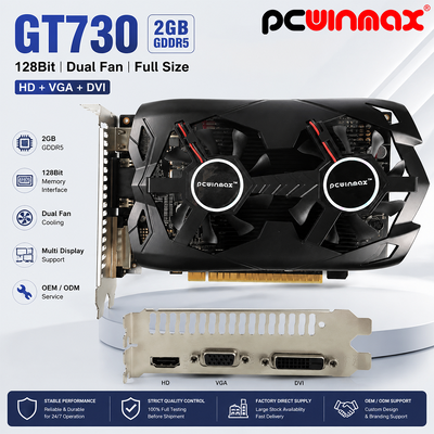 PCWINMAX Geforce GT 730 2GB DDR5 128 Bit Full Size GK108 Interfaccia VGA+HD+DVI Carte grafiche per videogiochi